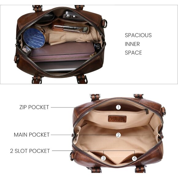 Genuine Leather Crossbody Bag Women Travel Purse Satchel Work Tote - Picture 4 of 8